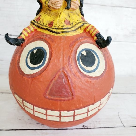 Dept 56 Poliwoggs halloween vintage inspired american folk art witch pumpkin JOL - Picture 7 of 12